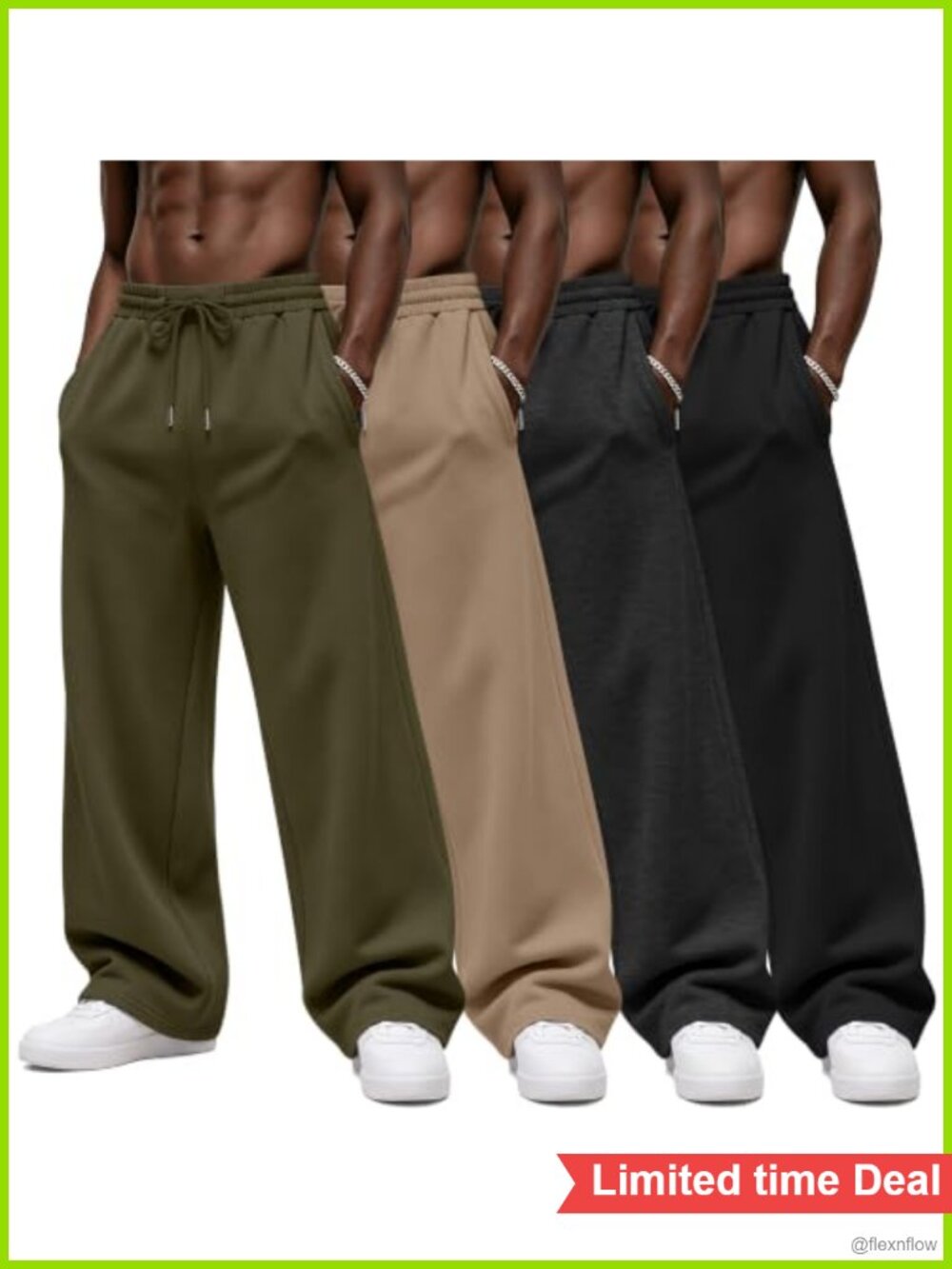 4 Pack Men's Wide Leg Sweatpants Loose Fit Athletic Lounge Pants